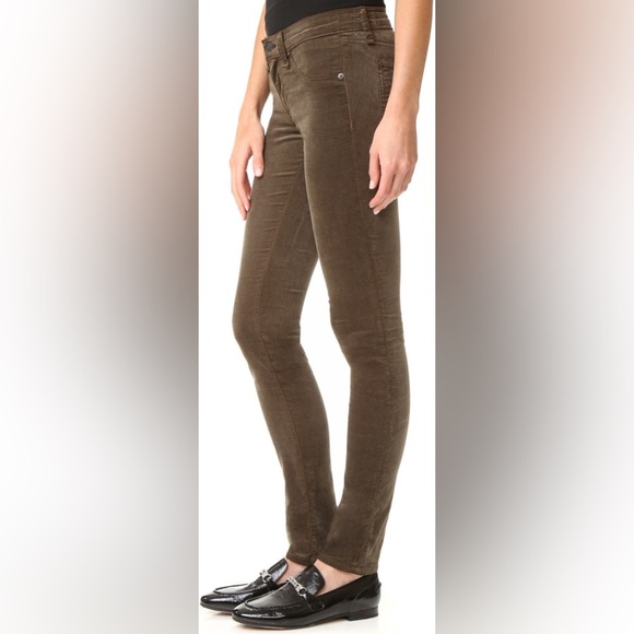rag & bone Denim - Rag & Bone Olive Velvet Skinny Jeans